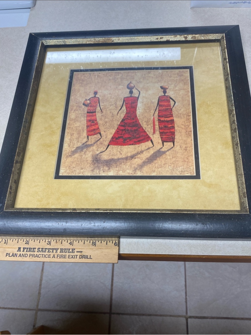 Framed Home Art Print with Red Figures Michel Rauscher